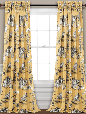 Set Of 2 French Country Toile Room Darkening Window Curtain Panels - Lush Décor