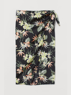 Patterned Wrap-front Skirt