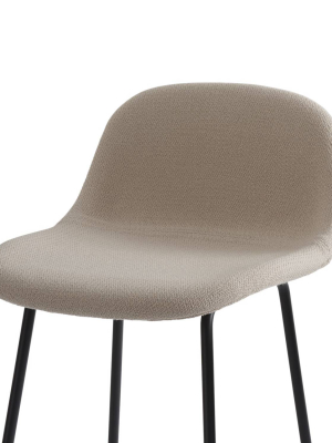 Fiber Bar Stool With Backrest: Tube Base + Upholstered - Quick Ship