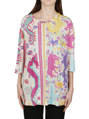 Etro Tribal Print Cropped-sleeve Top