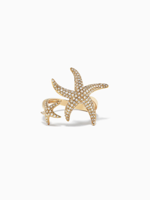 Effy D'oro 14k Yellow Gold Diamond Starfish Ring, 0.71 Tcw