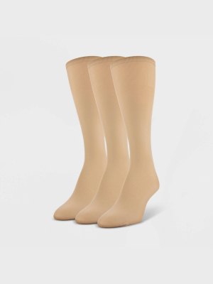 Peds Women's 3pk Light Opaque Trouser Socks - Nude 5-10