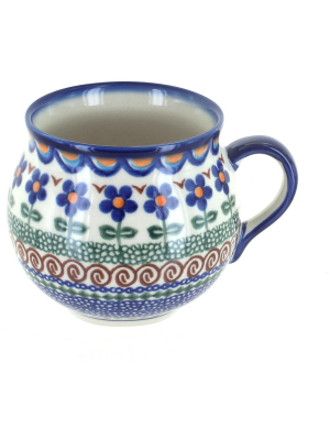 Blue Rose Polish Pottery Aztec Flower Bubble Mug