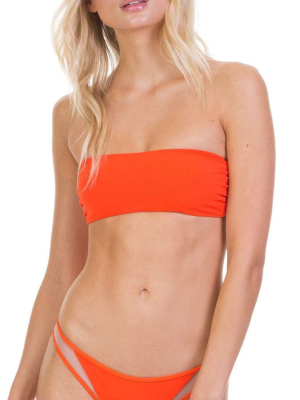 Tori Praver Royale Fine Rib Bikini Top In Hot Orange