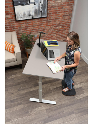 Howard Miller 86001cw28 60 In Adjustable Height Desk With Fashion Grey Classic Top And White Base