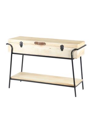 Handmade Wood And Metal Box Console Table With Removable Storage Brown/black - The Urban Port