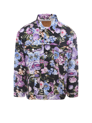 Martine Rose Floral Print Buttoned Denim Jacket