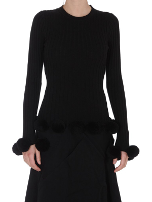 Jw Anderson Pom Pom Fitted Rib Jumper