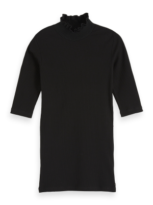 Ribbed High-neck T-shirt