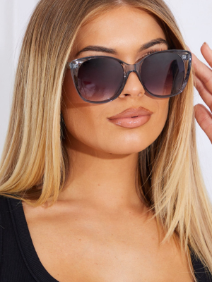 Grey Clear Cat Eye Sunglasses