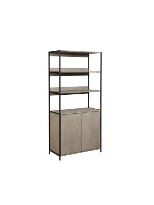 72" Aberdeen 2 Door Wood Shelf Gray - Mibasics