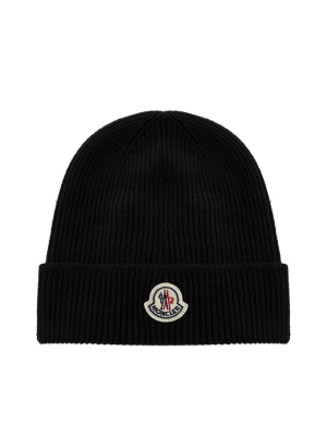 Moncler Logo Patch Knitted Beanie