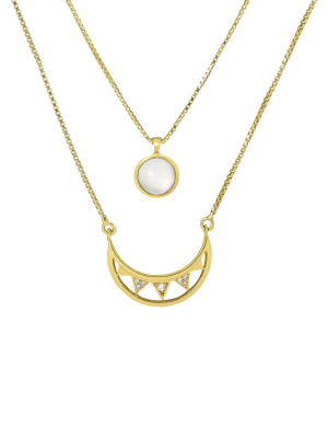 Crescent Moon Double Layered Necklace