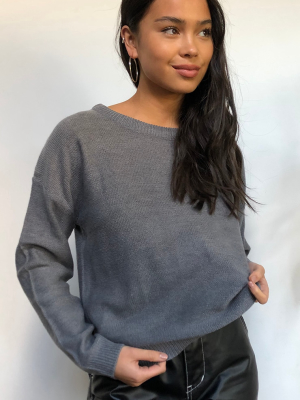 Grey Soft Touch Knitted Crew Neck Sweater