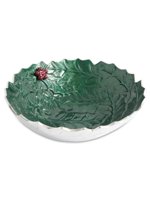 Julia Knight Holly Sprig 12" Bowl In Emerald