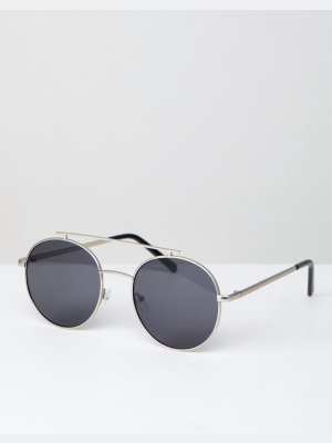 Aj Morgan Round Sunglasses In Silver