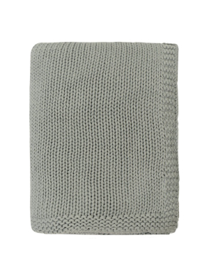 Grey Border Knotted Throw