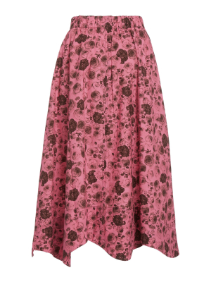 Printed Cotton-poplin Skirt