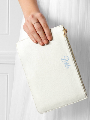 "bride" Vegan Leather Clutch White