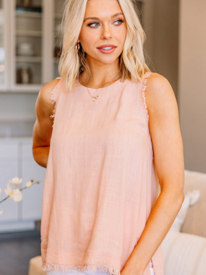 Never Forget You Pale Blush Pink Linen Tank