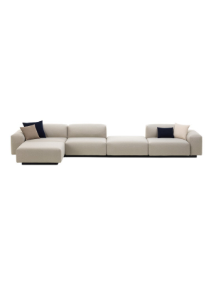 Soft Modular Four-seater Sofa With Chaise And Middle Platform