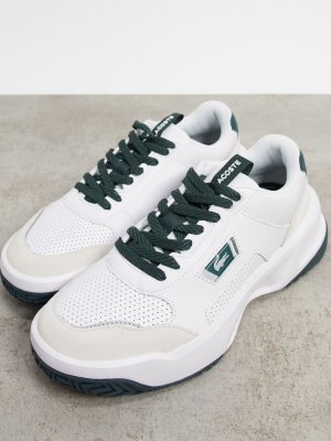 Lacoste Ace Lift Sneakers In White Green