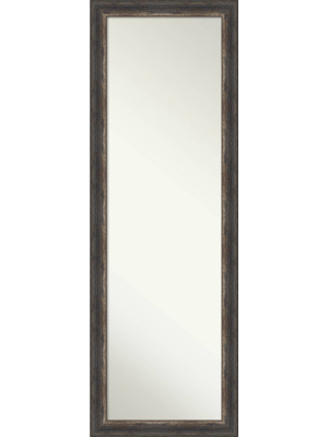 18" X 52" Bark Rustic Framed On The Door Mirror Charcoal - Amanti Art