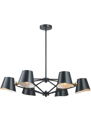 Weber 6-light Chandelier Matte Black/gold Leaf