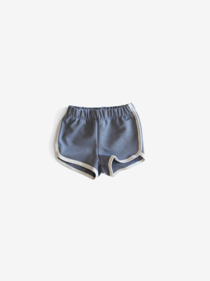 Organic French Terry Track Shorts - Slate Blue