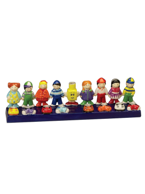 Rite Lite 12.5" Hanukkah Friends Hand Painted Ceramic Menorah - Blue/yellow