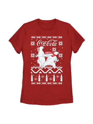 Women's Coca Cola Ugly Christmas Polar Bear T-shirt