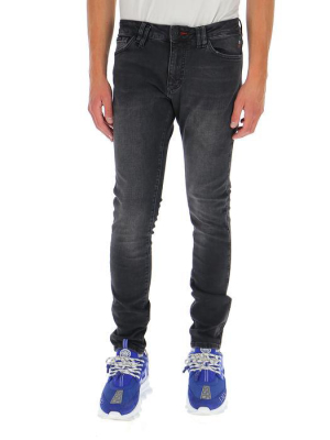 Philipp Plein Skull Embroidered Jeans