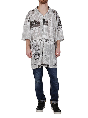 Balenciaga Newspaper Print Short-sleeve Shirt