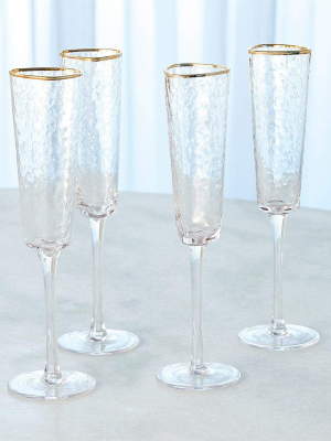 Global Views Hammered Champagne Glasses (set Of 4)