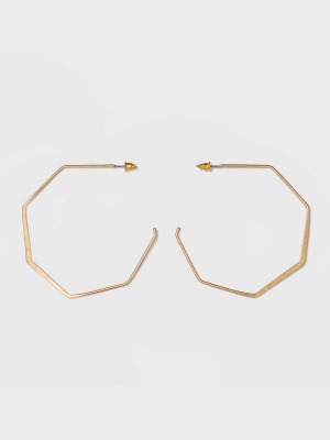 Open Flattened Bottom Hexagon Hoop Earrings - Universal Thread™ Gold