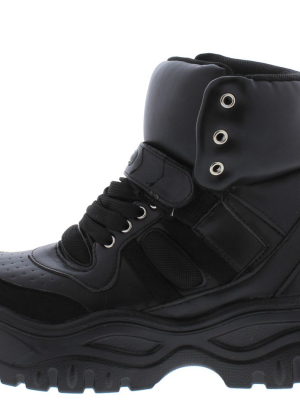 Homerun Black Chunky Lace Up Sneaker Boot