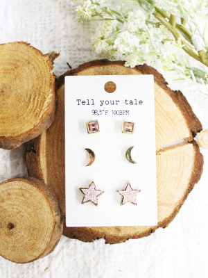 Abigail Rose Gold Star Earring Set