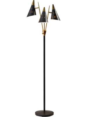 Nancy 3-arm Floor Lamp Black/brass