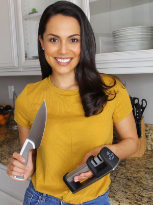 Zulay Kitchen Knife Sharpener - Black - 2 Stage