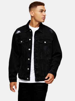 Black Ripped Denim Jacket