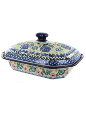 Blue Rose Polish Pottery Sofia Medium Covered Baking Dish