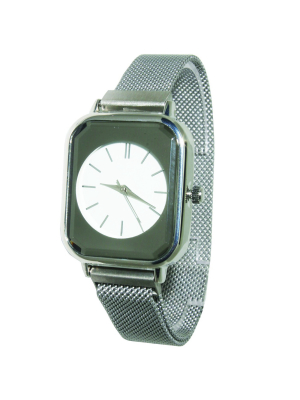 Olivia Pratt Square Face Mesh Fashion Watch With Magnetic Closure