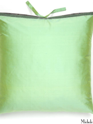 Silk Dupioni Pillow Sea Mint 22x22