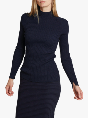 Mock Neck Ribbed Top