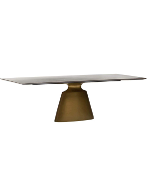 Taji Rectangular Dining Table, Gray/gold Base