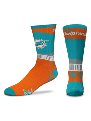 Nfl Miami Dolphins Fan Crew Socks - L