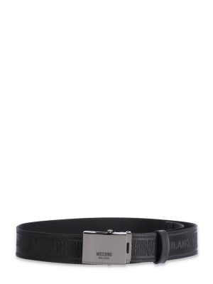 Moschino Logo Engraved Buckle Belt