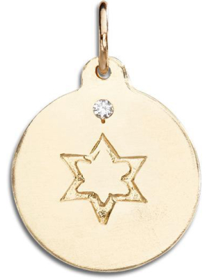 Star Of David Disk Charm With Diamond