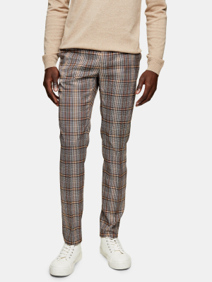 Brown Check Skinny Pants