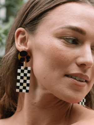Checkered Statement Earrings